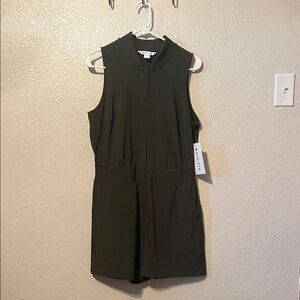 Athleta Brooklyn Utility Dark Green Sleeveless Romper